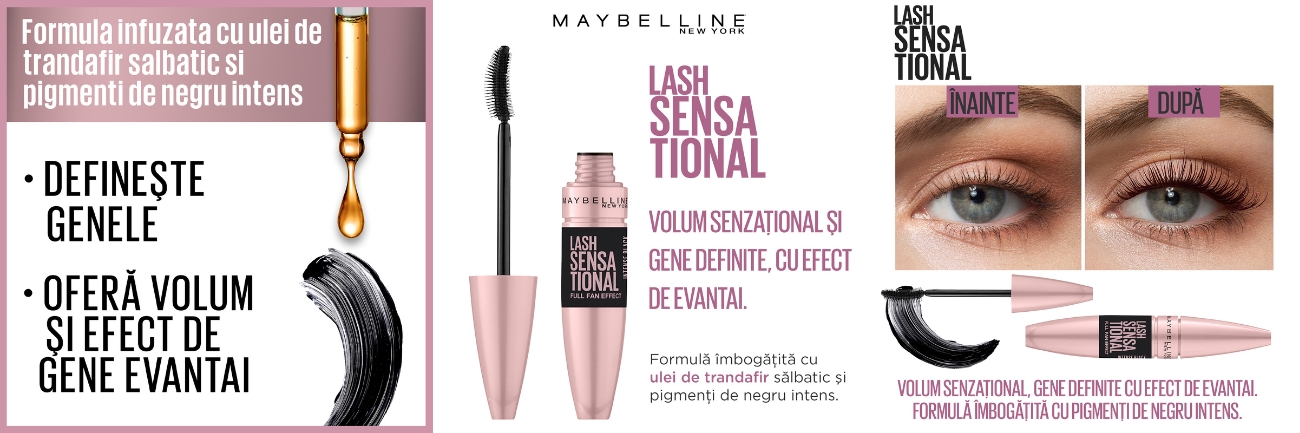 Mascara pentru volum si gene definite Lash Sensational, Intense Black